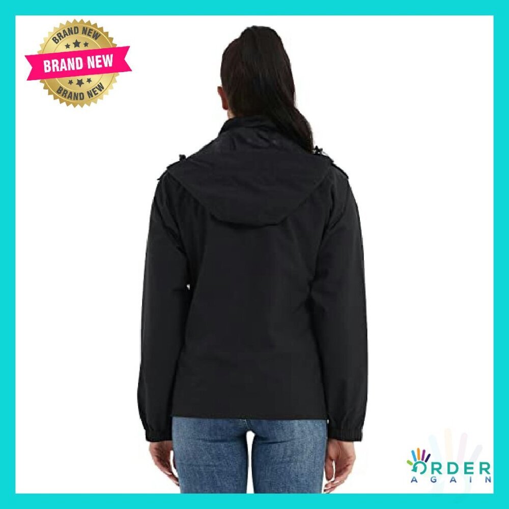 Lightweight Waterproof Rain Jacket Hooded Windbreaker Hiking Outdoor Activewear - Picture 4 of 8